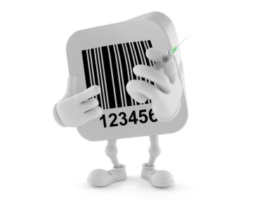 Elinde şırınga tutan barkod karakteri