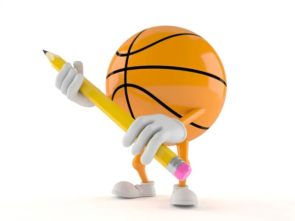 Basketball character holding pencil — Stock Photo, Image