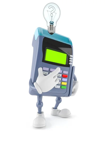 Credit card reader character thinking — Stock Photo, Image