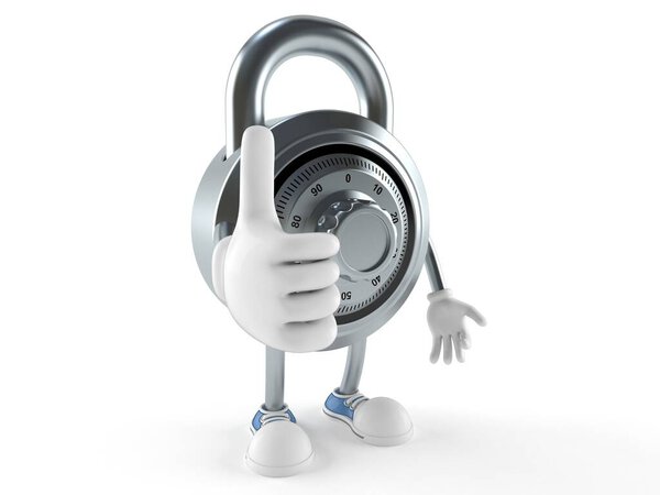 Combination lock character with thumbs up