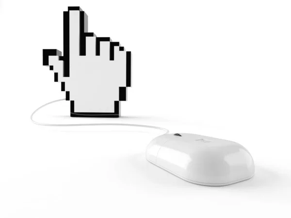 Internet cursor with computer mouse — Stock Photo, Image
