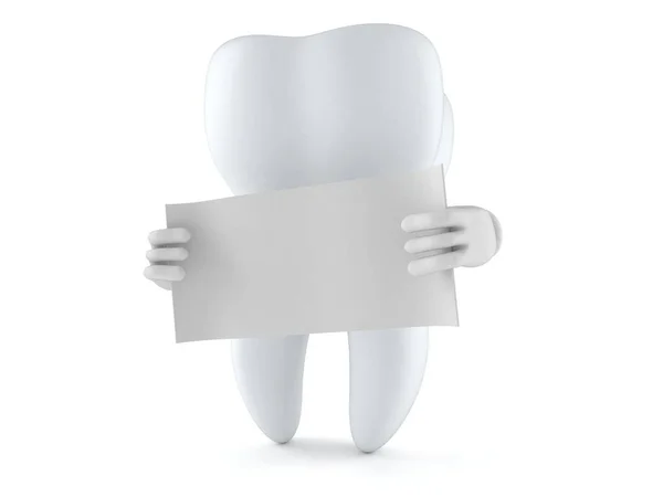 Carácter del diente sosteniendo hoja de papel en blanco —  Fotos de Stock