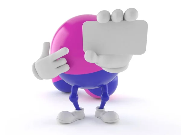 Personagem Paintball segurando cartão de visita em branco — Fotografia de Stock