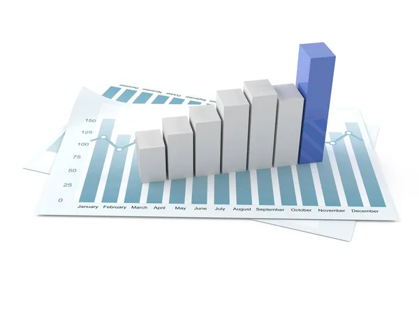 Beyaz arkaplanda diyagram izole edildi, yakın görünüm