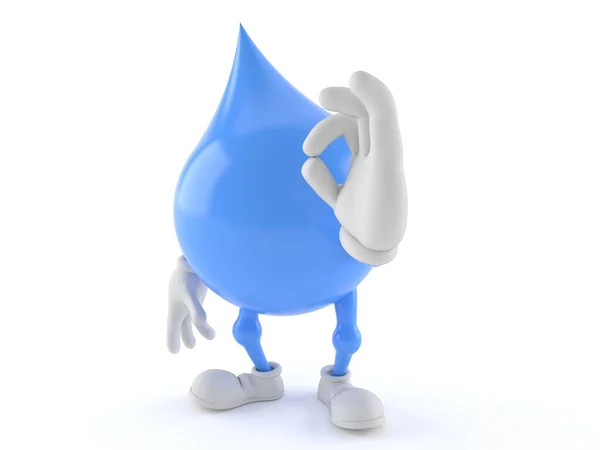 Water drop character with ok gesture — Stock Photo, Image