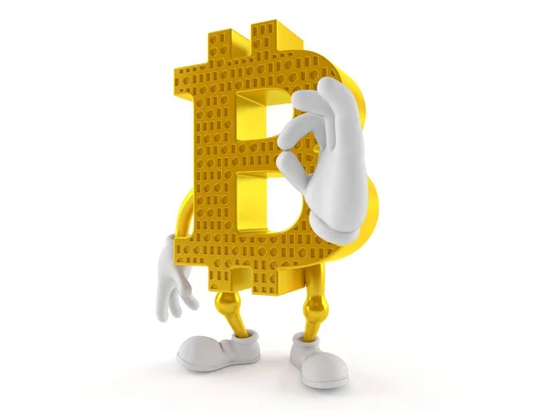 Bitcoin znak s ok gestem — Stock fotografie