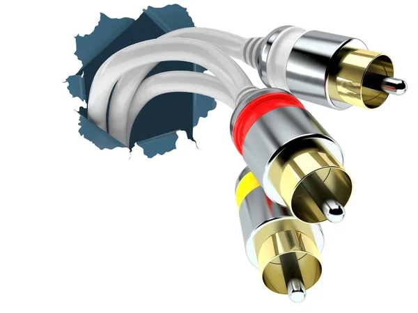 白色背景的rca电缆 — 图库照片