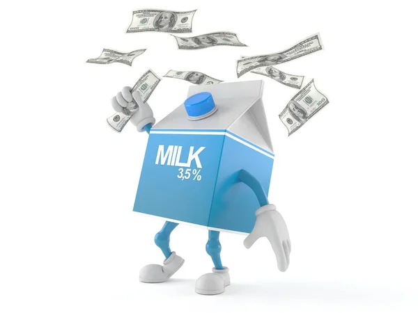 Milk box character with money