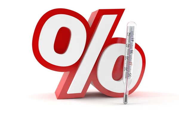 Simbolo percentuale con termometro — Foto Stock