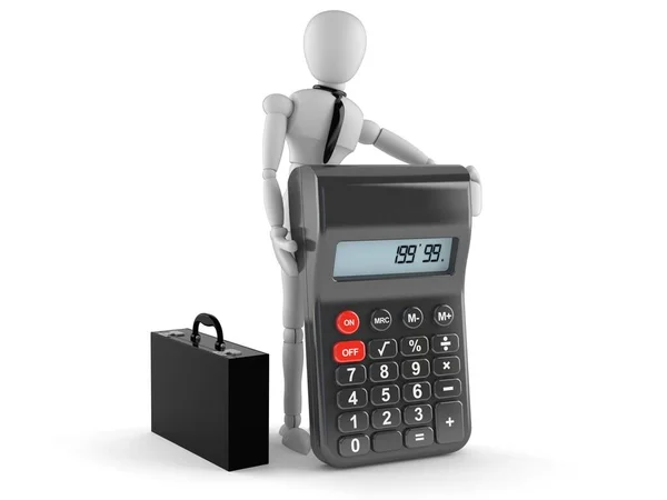 White dummy with calculator — Stock Photo, Image