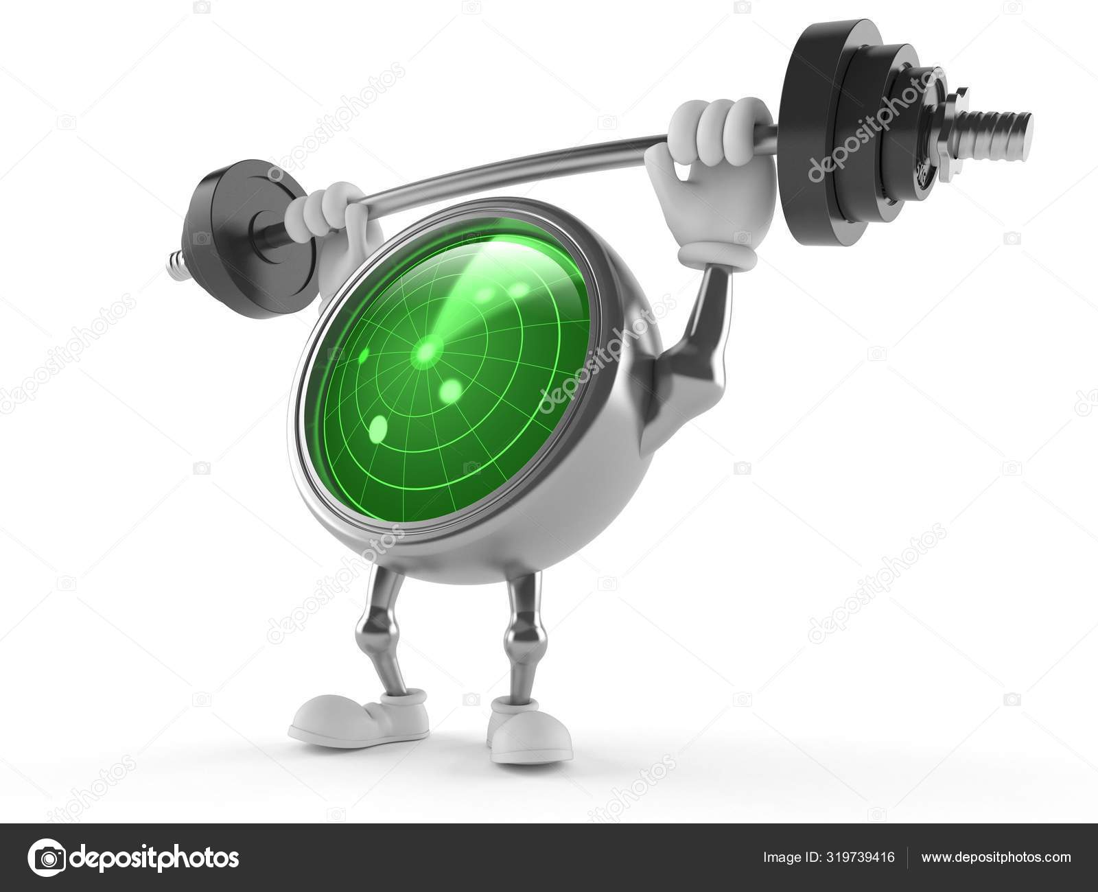 Radar character lifting heavy barbell — Stock Photo © Talaj 319739416