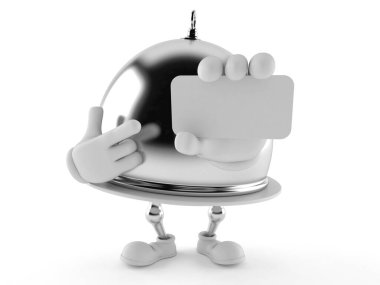 Gümüş servis kubbesi ve boş kartviziti.