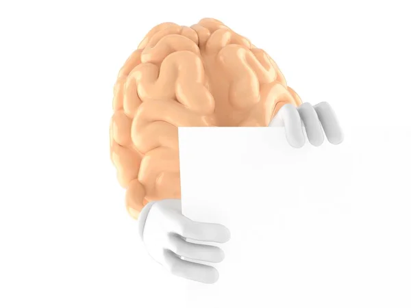 Brain character behind white board — Stock Photo, Image