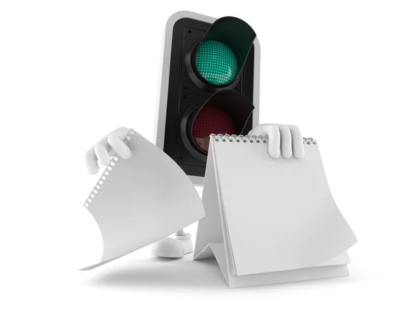 Zielone światło drogowe znak z pustym kalendarzem — Zdjęcie stockowe