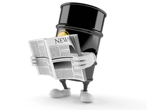 Óleo barril personagem leitura jornal — Fotografia de Stock