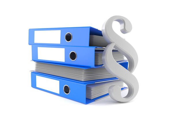 Paragraph symbol with stack of ring binders