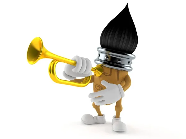 Personaje del pincel tocando la trompeta — Foto de Stock