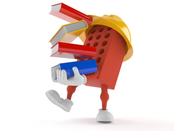 Personagem de tijolo carregando livros — Fotografia de Stock