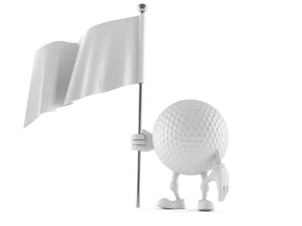 Golfbal karakter met witte vlag — Stockfoto