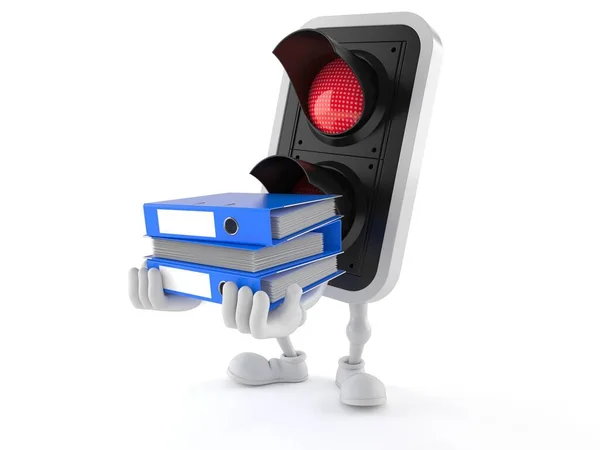Red traffic light character with ring binders — Stockfoto