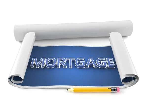 Blueprint with mortgage text — Stock Photo, Image