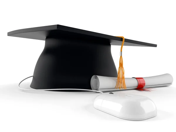 Mortarboard with computer mouse — Stock Photo, Image