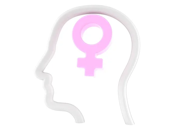 Woman gender symbol inside head concept — Stock Photo, Image
