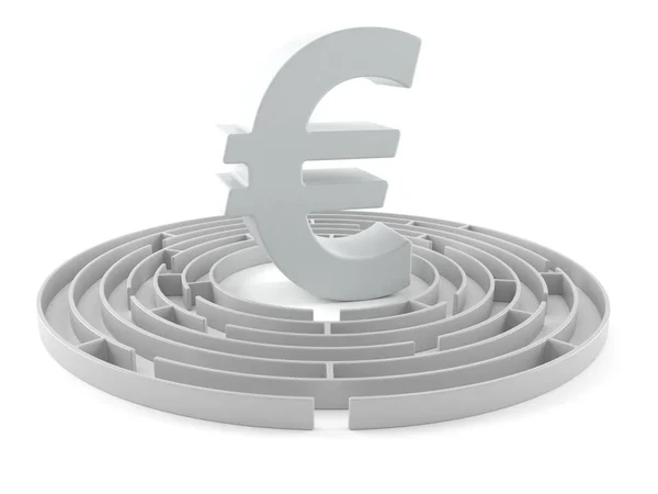 Símbolo da moeda euro com labirinto — Fotografia de Stock