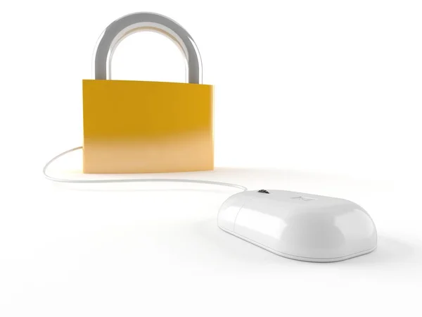 Padlock with computer mouse — Stock Photo, Image