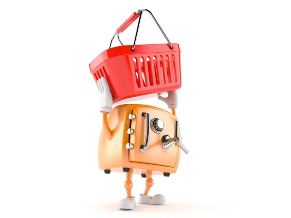 Safe character holding shopping basket — Stock Photo, Image