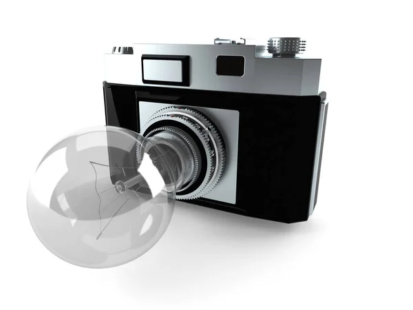 Camera met gloeilamp — Stockfoto