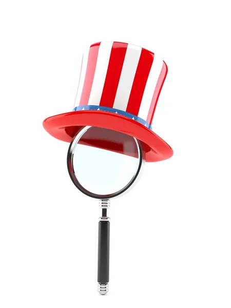 USA hat with magnifying glass — Stock Photo, Image