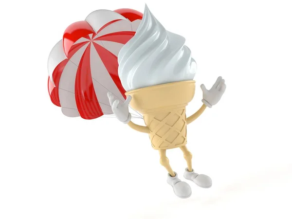 Ice Cream karakter met parachute — Stockfoto