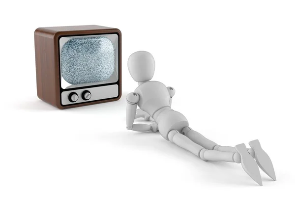 Maniquí blanco viendo la televisión —  Fotos de Stock