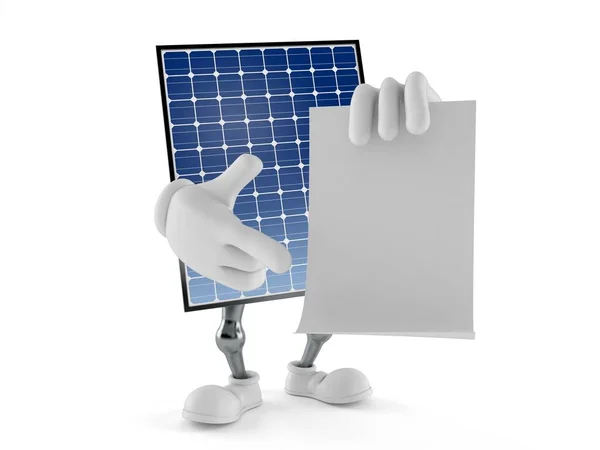 Carattere pannello fotovoltaico con foglio di carta bianco — Foto Stock