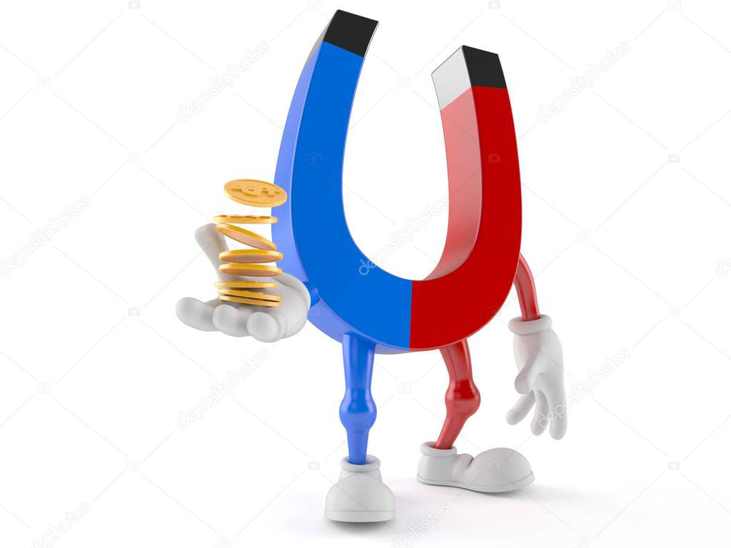 Magnet character with coins