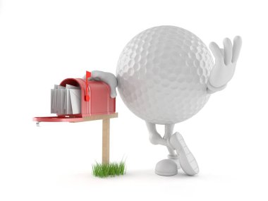 Posta kutusu olan golf topu karakteri