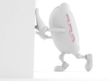 Yastık karakteri duvarı itiyor