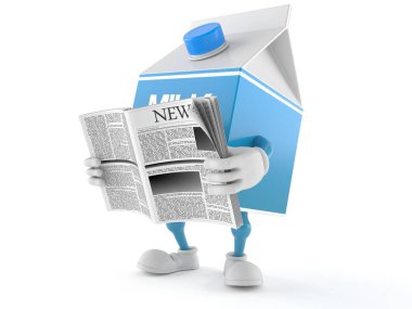 Gazete okuyan süt kutusu karakteri