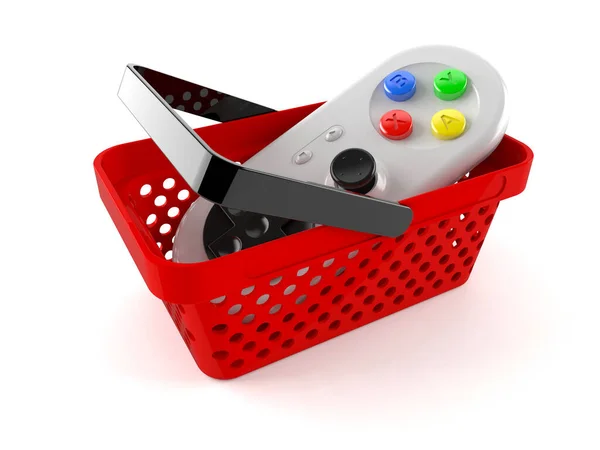 Gamepad dentro da cesta de compras — Fotografia de Stock