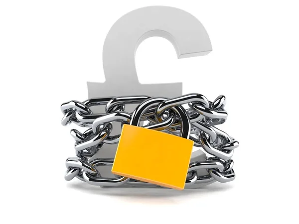 Pound symbol with chain and padlock — Stock Photo, Image