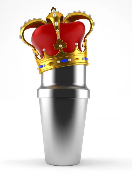 Cocktail shaker with crown — Stock Photo, Image