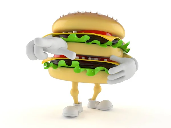 Hamburger character pointing — Stock Photo, Image