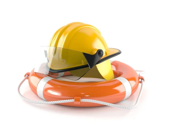 带救生圈的消防员头盔 — 图库照片