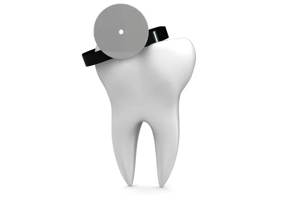 Zahn mit Arztspiegel — Stockfoto