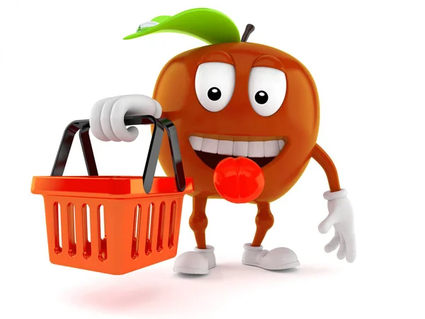 Apple karakter met winkelmandje — Stockfoto