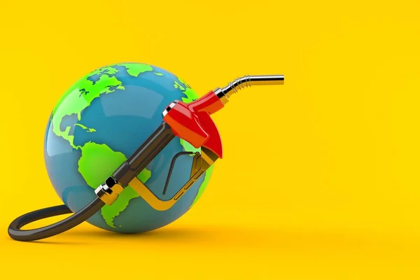 Бензиновое сопло с мировым глобусом — стоковое фото
