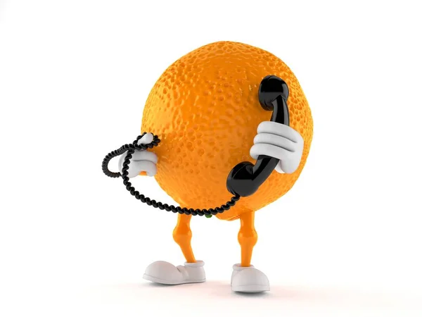 Personaggio arancione con un telefono cellulare — Foto Stock