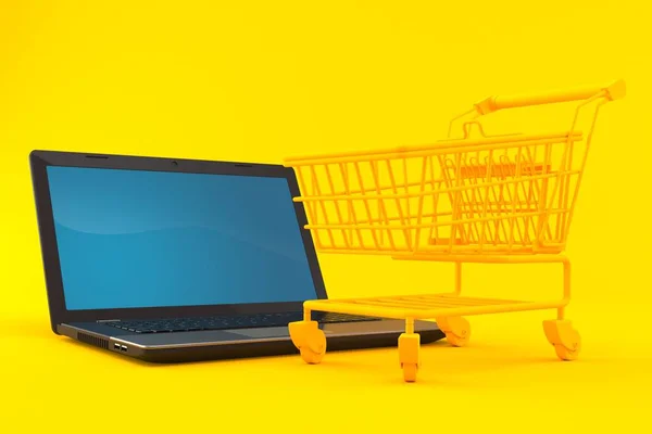 Shopping background with laptop
