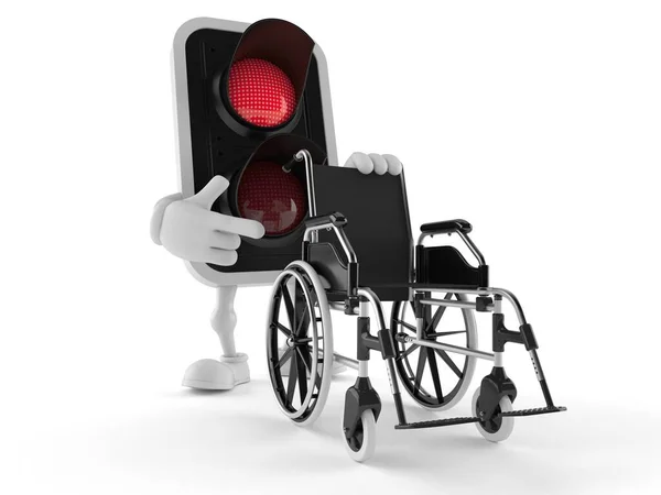 Red traffic light character with wheelchair — ストック写真